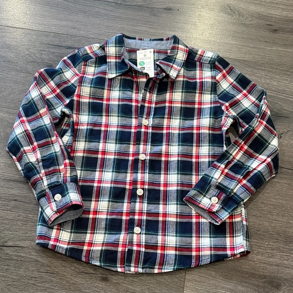 OshKosh B'gosh Kids Plaid Button-Down Shirt - Blue, Red, White Super Cute